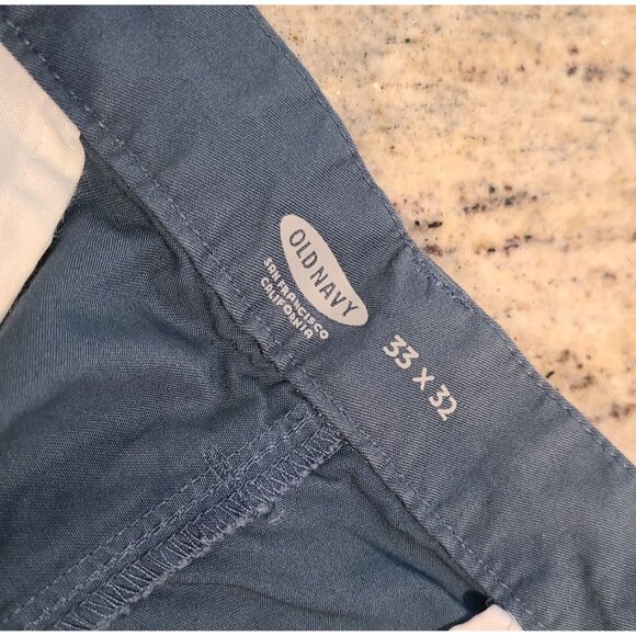 New! Old Navy Pants Men 33x32  Lightweight Khakis Preppy Bodies of Water Blue - Picture 8 of 13